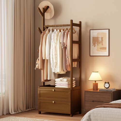 挂衣架落地卧室家用房间带储物柜