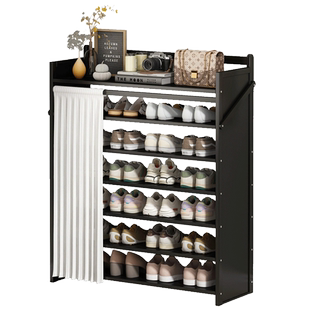 鞋架家用门口多层简易免安装折叠鞋柜室内遮挡帘防尘小窄收纳神器