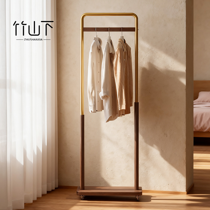 中古风落地式挂衣架移动衣帽架