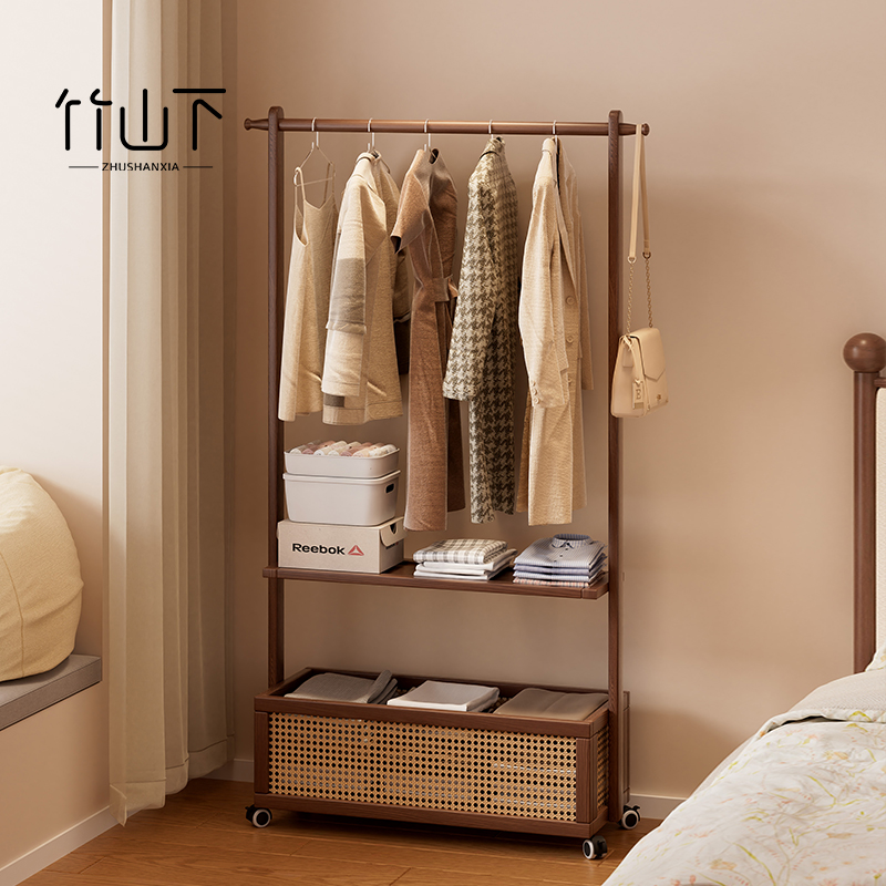 中古风落地式挂衣架移动衣帽架