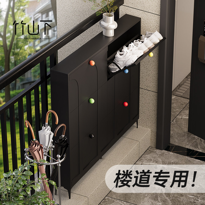 超薄多巴胺鞋架小窄室外过道电梯口黑色翻斗鞋柜阳台柜防晒储物柜,住宅家具,鞋架,淘宝优惠券,粉丝福利购,淘宝优惠卷