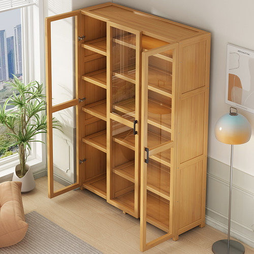 家用落地书架置物架透明防尘