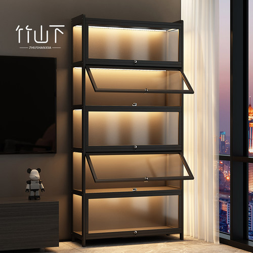 带灯带锁亚克力展示柜手办模型