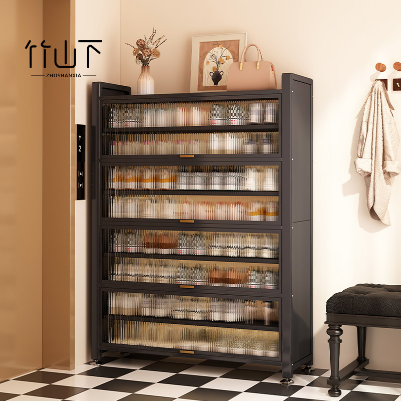 钢制鞋架多层家用门口带门鞋柜防尘楼道租房新款不锈钢落地收纳柜,住宅家具,鞋架,淘宝优惠券,粉丝福利购,淘宝优惠卷