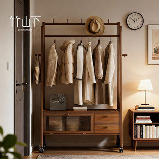 挂衣架卧室落地家用入户置物架房间衣帽架一体防尘开放式 收纳衣柜