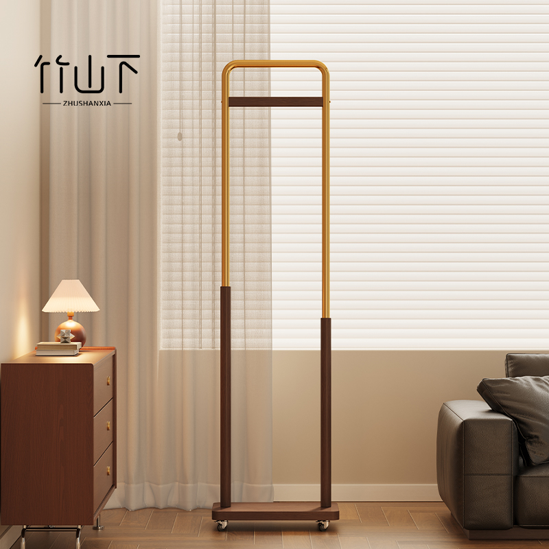 中古风落地式挂衣架移动衣帽架