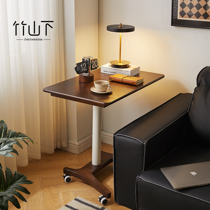 实木升降电脑桌可移动小户型书桌