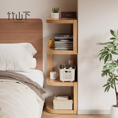 转角床头柜替代品实木置物架书架