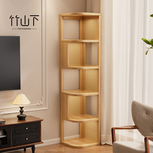 实木转角柜角落置物架客厅拐角边柜2025新款 三角墙角柜子一体靠墙