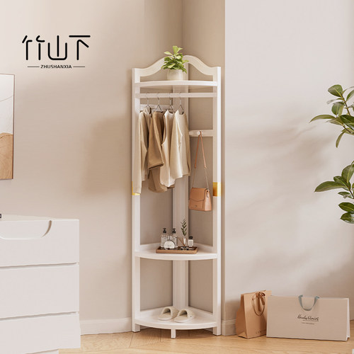 实木转角衣帽架卧室放脱下的衣服