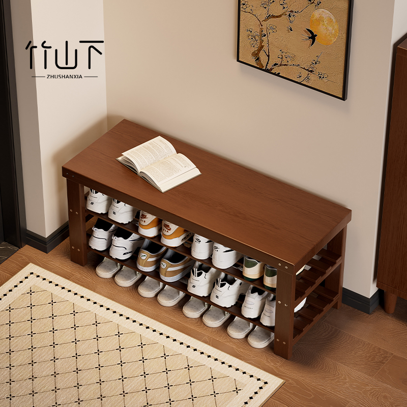 换鞋凳门口家用入户穿鞋凳进门可坐鞋柜坐凳一体非实木鞋架长条凳