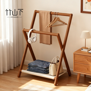 床头衣帽架落地可折叠卧室晚上睡觉次净经济性收纳神器床尾挂衣架