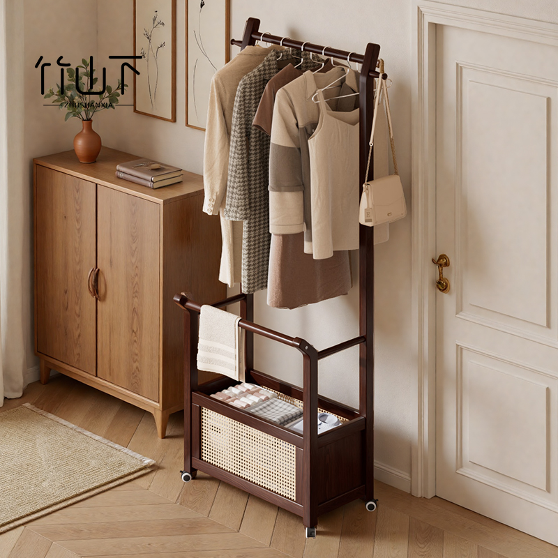 【竹山下】【甄选橡胶木】衣帽架