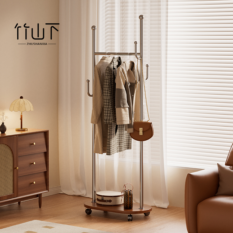 移动衣帽架落地式不占空间家用卧室多功能带收纳挂衣架金属仙人掌