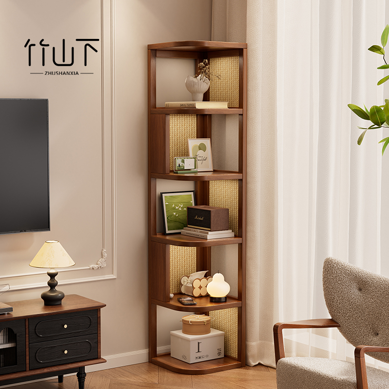 【实木分层转角架书架】
