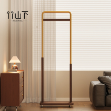 中古风落地式挂衣架移动卧室实木衣帽架办公室小型次净衣架25新款