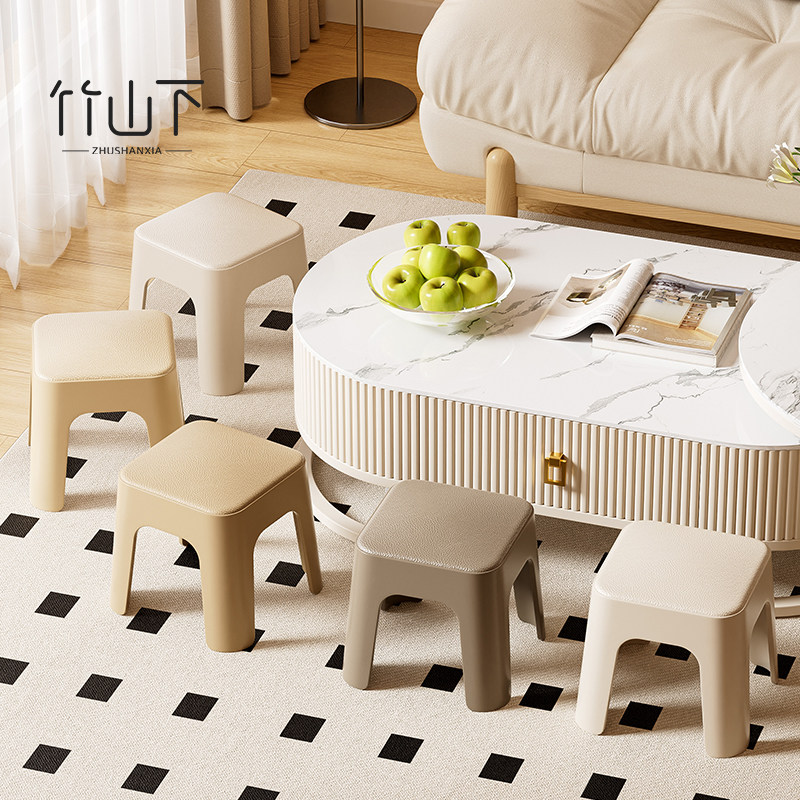 家用小凳子可叠放轻奢板凳圆凳软包方凳儿童换鞋矮凳沙发凳茶几凳,住宅家具,矮凳,淘宝优惠券,粉丝福利购,淘宝优惠卷