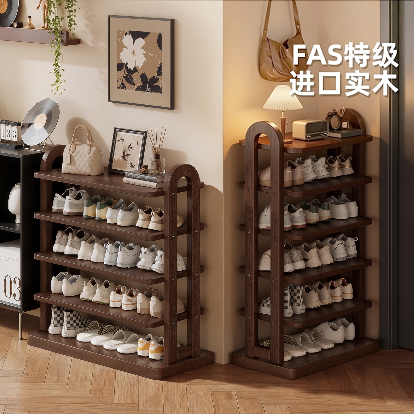 实木鞋架进口橡木35mm加厚板材图片