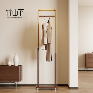 中古风卧室落地挂衣架衣帽架实木次净衣架小型2025新款入户门玄关