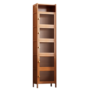 窄书柜带柜门夹缝小储物柜高立柜实木落地书架家用客厅置物收纳柜