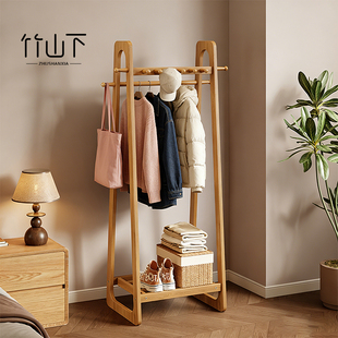 实木挂衣架落地式家用卧室衣帽架2025新款挂衣服架置物架次净衣架