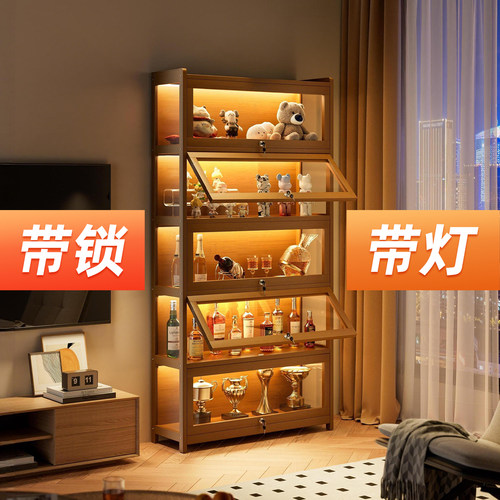 竹山下手办展示柜带锁带灯
