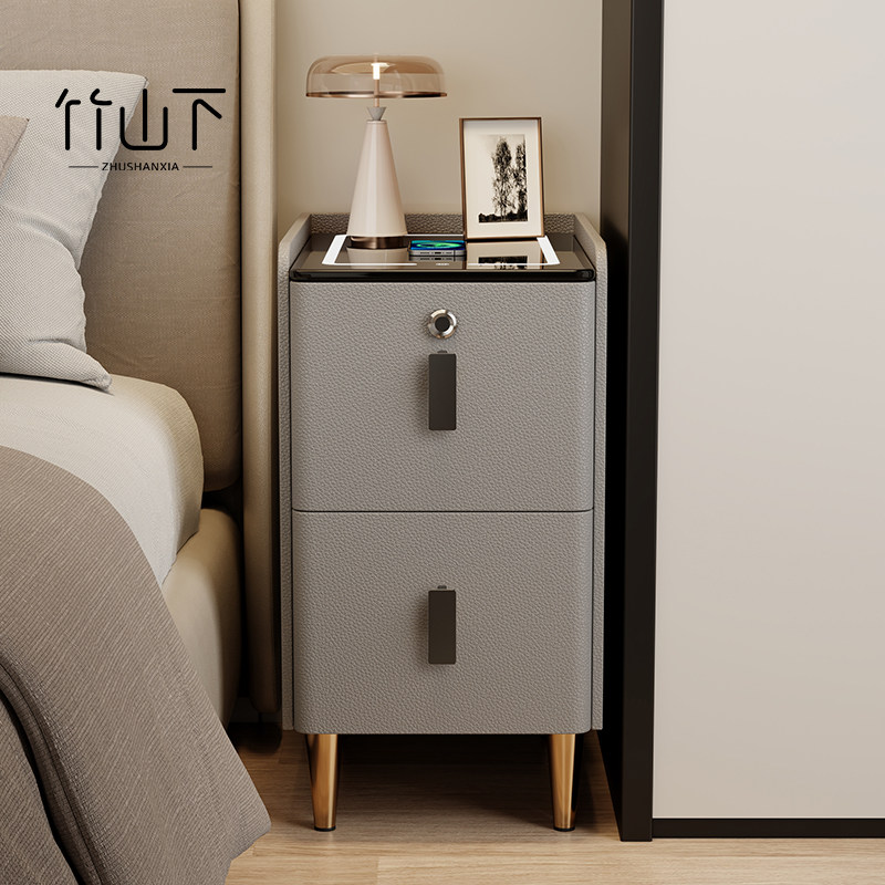 智能床头柜小型实木家用卧室高级感无线充电25cm极窄收纳置物边柜,住宅家具,床头柜,淘宝优惠券,粉丝福利购,淘宝优惠卷