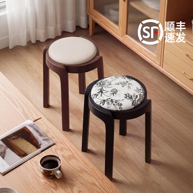 【泰国FAS级橡胶木】实木风车凳图片