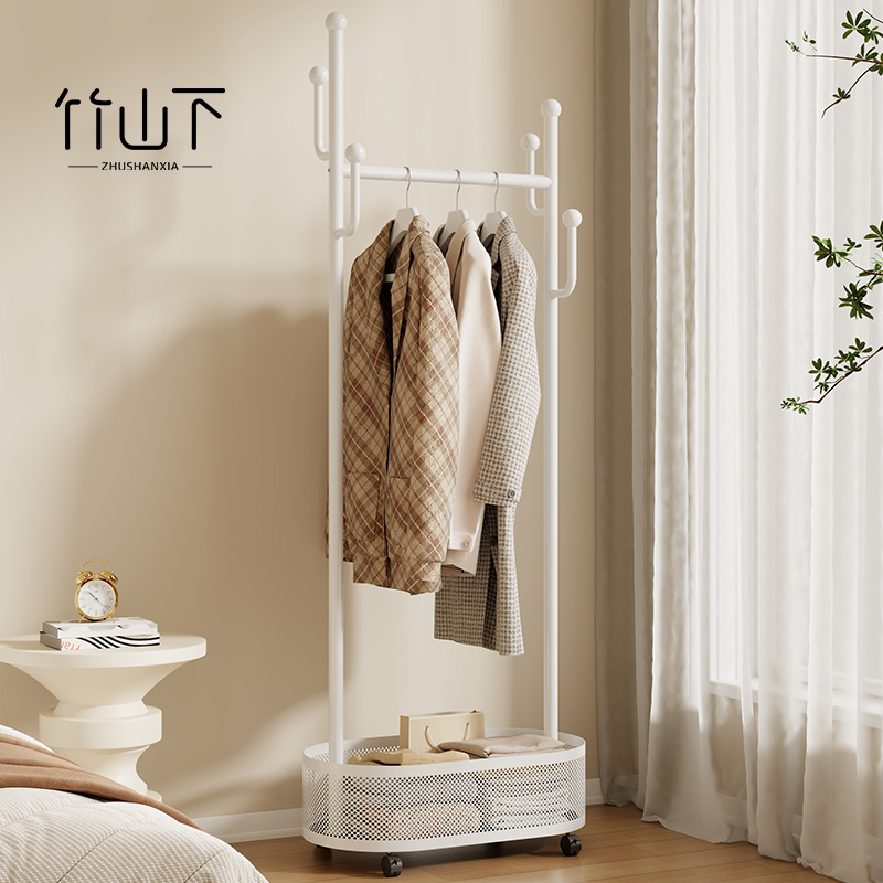 可移动衣帽架落地卧室家用多功能挂衣架房间衣架置物架一体晾衣架