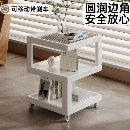 实木沙发边几可移动客厅带轮侧边柜床头置物架家用创意茶几小桌子