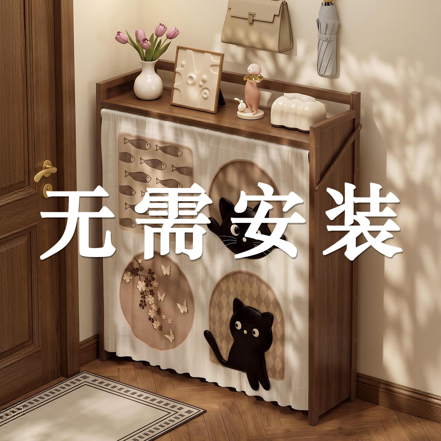 鞋架子多层家用门口免安装折叠入户门出租房用简易鞋柜防尘置物架图片