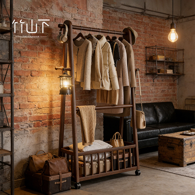 实木落地式挂衣架衣帽架