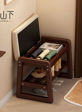 换鞋凳门口家用轻奢实木穿鞋入户可坐鞋柜一体可收纳玄关窄小鞋凳