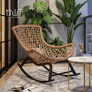 懒人摇摇椅藤编椅躺椅晒太阳阳台休闲椅坐睡两用沙发椅成人可睡觉