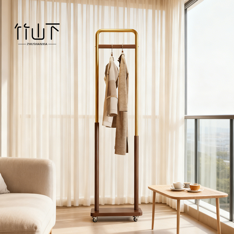 中古风落地式挂衣架移动衣帽架