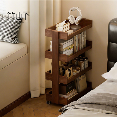 【实木可移动床头置物架】