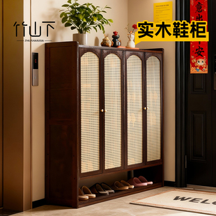 实木鞋柜家用门口收纳柜一体靠墙入户楼道外电梯口走廊用收纳鞋架