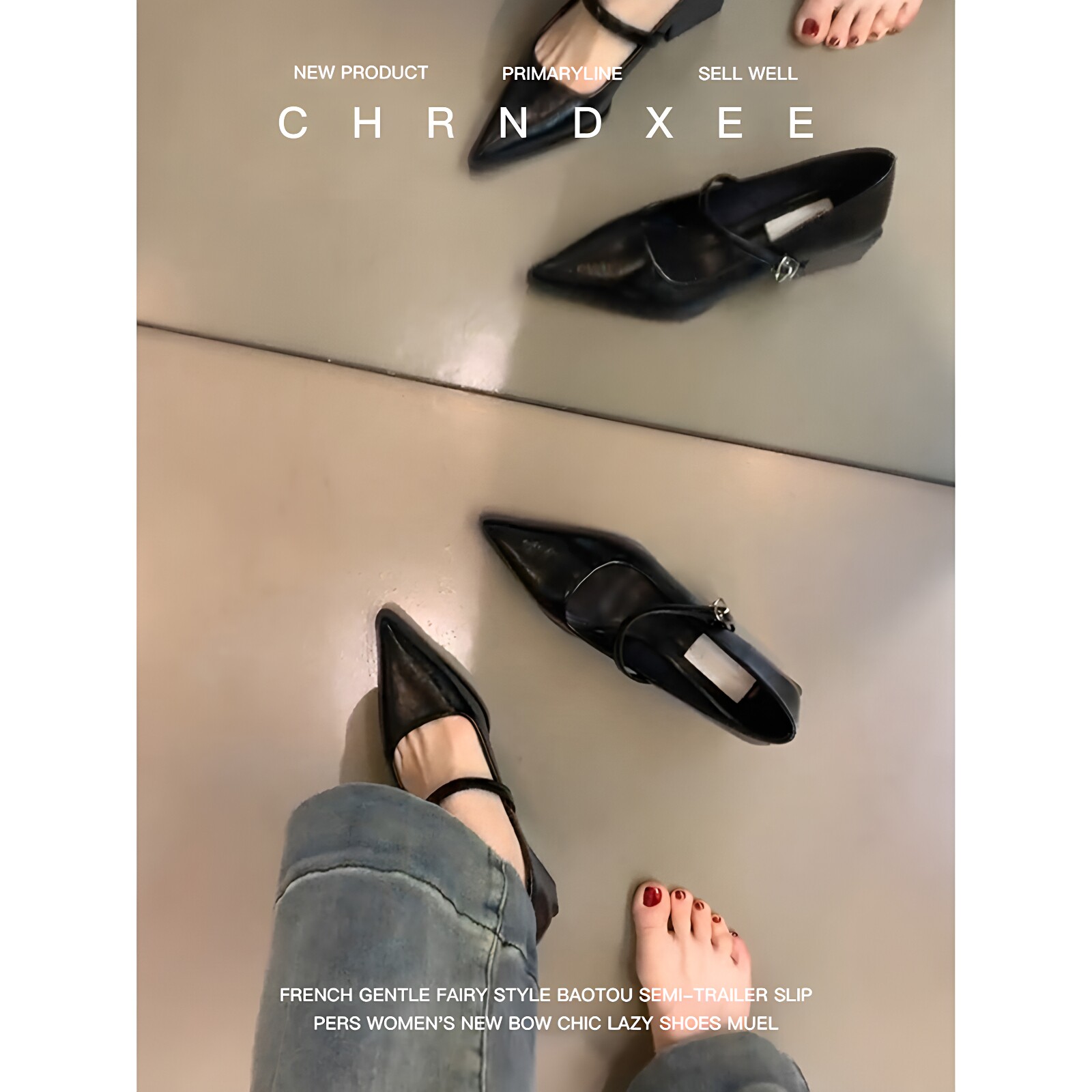 大码女鞋一字带单鞋玛丽珍粗跟