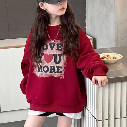 女童加绒加厚保暖卫衣秋冬打底衫