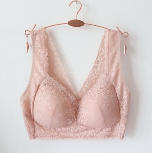 文胸有大码 B17蕾丝美背无痕女士无钢圈内衣薄款 运动睡眠背心式