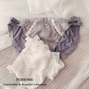 小雏菊 短裤 细带款 低腰牛奶丝边少女女式 N660 性感女生内裤 绽放