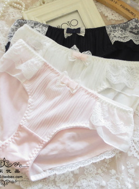 K246舒适女士中低腰纯棉质面料百褶蕾丝无痕女生内裤M/L/XL