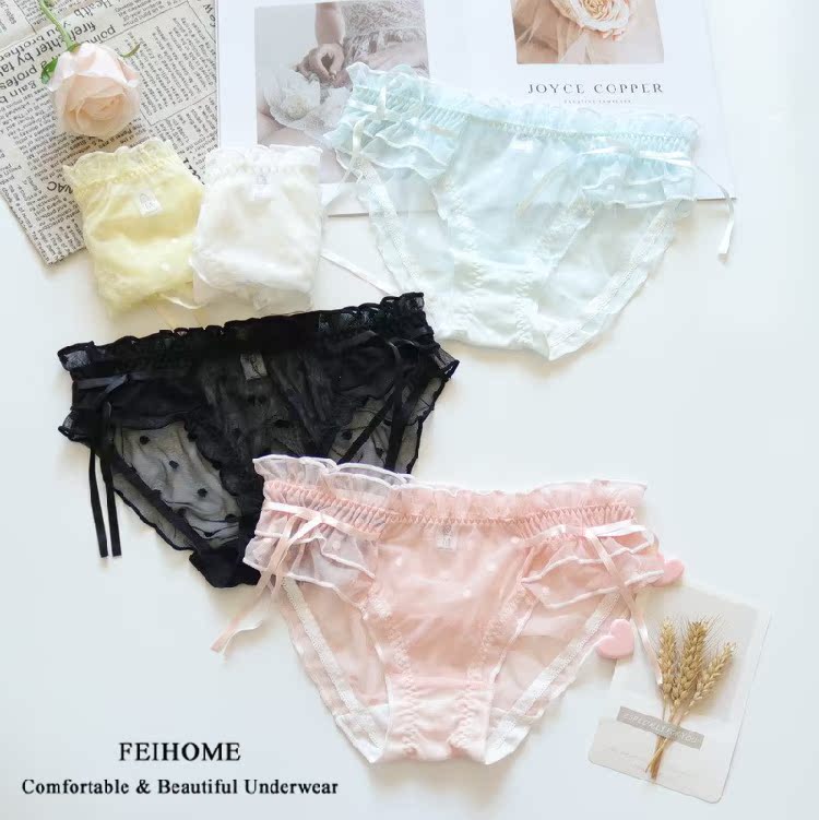 低腰性感波点网纱蕾丝女生内裤