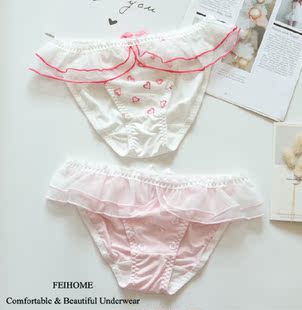 清仓舒适女士低腰牛奶丝甜美女生爱心刺绣可爱系内裤 N492
