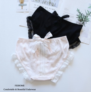 N350舒适女士中腰纯棉透气棉洛丽塔公主风PP蝴蝶结女生内裤