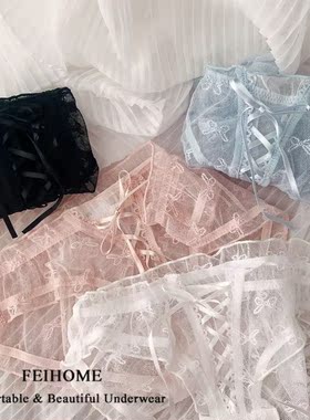 N659舒适女士低腰蝴蝶结网纱蕾丝少女性感透气薄款女生内裤M/L/XL
