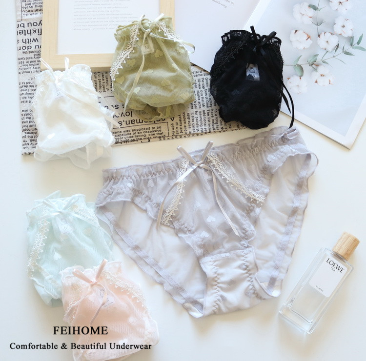 爱心网纱蕾丝舒适女士透气内裤