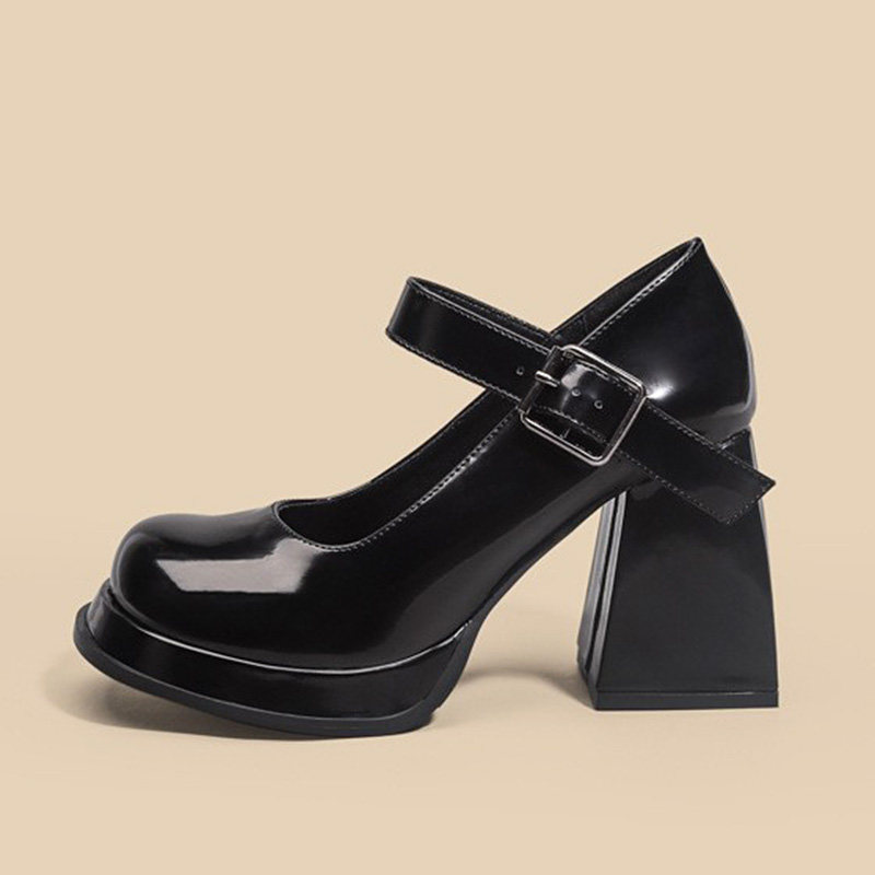 爱棉麻法式复古玛丽珍高跟鞋7cm浅口2026春夏新款真皮粗跟单鞋女