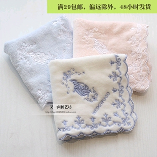 清仓处理 致淑女刺绣全棉纯棉随身吸汗割绒小方巾 汗巾 柔软亲肤