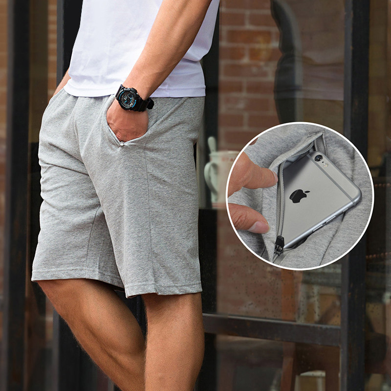 純棉運動短褲男夏季薄款沙灘休閑跑步拉鏈口袋寬松大碼五分訓練褲在類目 運動服/休閒服裝, 運動褲, 運動中長褲／短褲中 - 來自Buy2taobao.com提供專業的淘寶代購服務